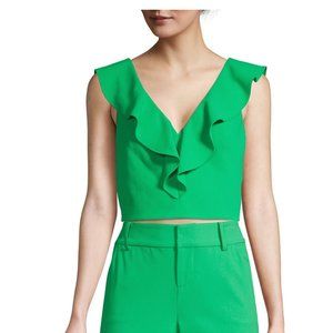 New❣️ Alice + Olivia Pria Cropped V-Neck Ruffle Top